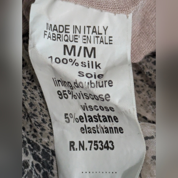 G.Riggeri Women's 100% Silk Snake Blouse Long Sleeve Beige Brown Size M Italy - Picture 7 of 7